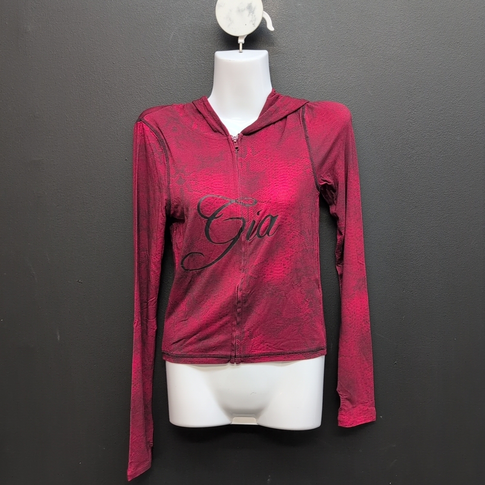 I Am Gia Blare Full Zip Weightless Women's Hoodie Size Small Red Serpentine